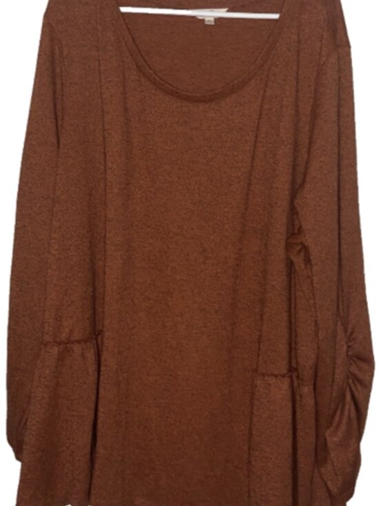 Terra & Sky Tops - Terra & Sky 3X Women's Plus Size Solid Orange Knit Top Blouse Peplum